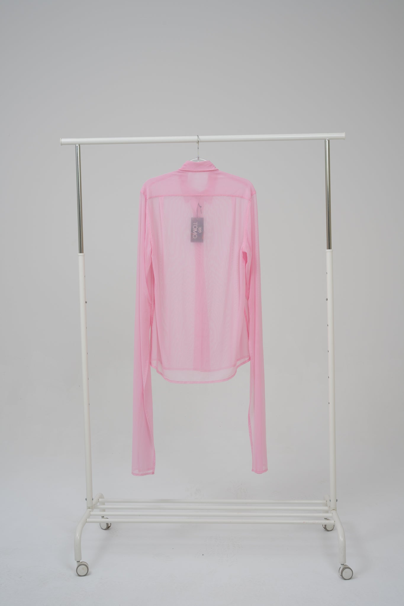 PINK Sheer designer Blouse With Long Sleeves, size M