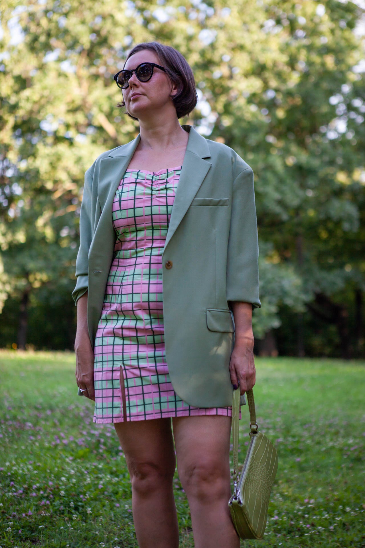 Oversized Blazer in Grün/Salbei